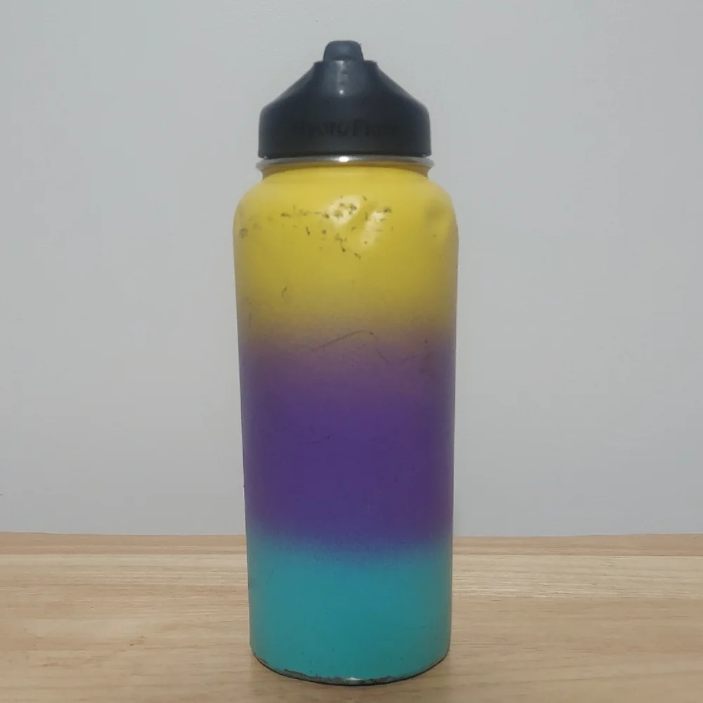 Hawaiian Rainbow Hydro Flask Yellow, Purple, and Teal Ombre Bottle - 32 Ounce